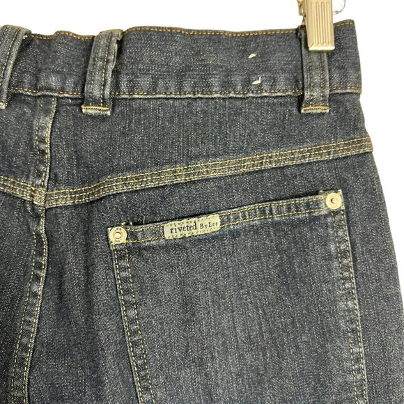 Riveted by Lee Hand Painted Jeans Size 10 Long Dark Wash Handmade Custom Bottoms - Picture 8 of 11